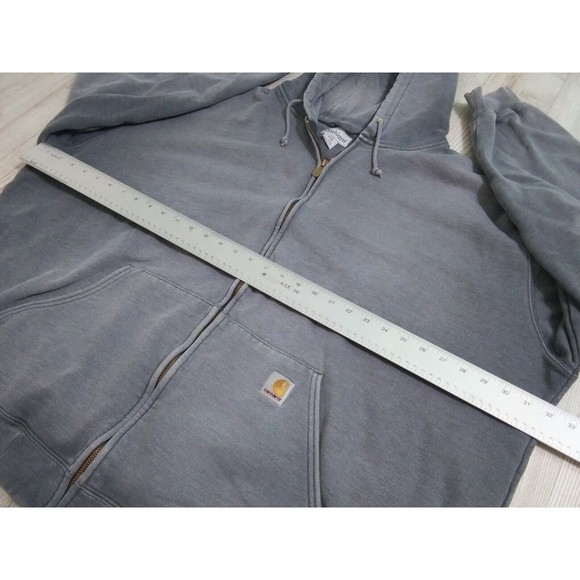 Carhartt Men's 3XL Tall Full Zip Gray  Hoodie Jacket Sweater Distressed XXXL - Picture 12 of 12